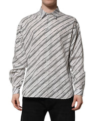 Dolce & Gabbana White Striped Long Sleeves Men Formal Shirt - Shirts