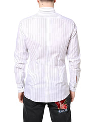 Dolce & Gabbana White Stripes Cotton GOLD Formal Dress Shirt - IT40 | M