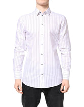 Dolce & Gabbana White Stripes Cotton GOLD Formal Dress Shirt - IT40 | M