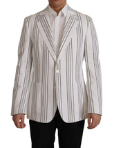Dolce & Gabbana White Stripes Cotton Single Breasted Blazer - Sport Jackets