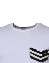 Dolce & Gabbana White Stripes Crew Neck Short Sleeves T-shirt - IT48 | M - T-Shirts