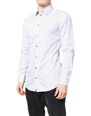 Dolce & Gabbana White Stripes GOLD Cotton Formal Shirt - IT39 | S - Shirts