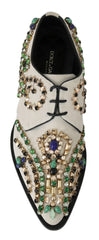 Dolce & Gabbana White Suede Crystal Dress Broque Shoes - EU41/US10.5