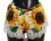 Dolce & Gabbana White Sunflower Lace Lingerie Underwear - IT3 | M - Boyshorts