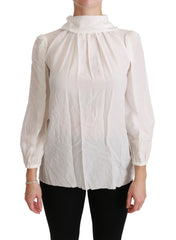 Dolce & Gabbana White Turtle Neck Blouse Shirt Silk Top - IT38|XS - Blouses