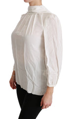 Dolce & Gabbana White Turtle Neck Blouse Shirt Silk Top - IT38|XS - Blouses