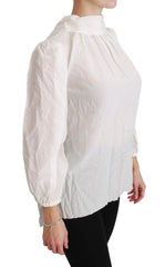 Dolce & Gabbana White Turtle Neck Blouse Shirt Silk Top - IT38|XS - Blouses