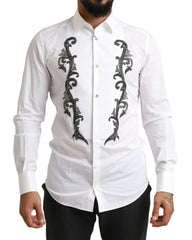 Dolce & Gabbana White Tuxedo Slim Fit Baroque Shirt - IT38 | XS - Shirts