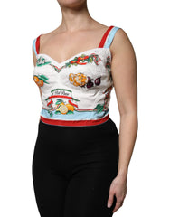 Dolce & Gabbana White Vegetable Print Sweetheart Cropped Top - IT48|XXL - Tank Tops