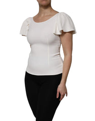 Dolce & Gabbana White Viscose Round Neck Short Sleeves Top - IT38 | XS - Blouses