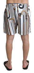 Dolce & Gabbana White Walking Stick Beachwear Shorts Swimshorts - IT48 | M - Swim Boxers