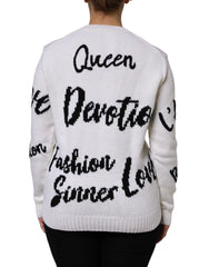 Dolce & Gabbana White Wool Knit Crew Neck Pullover Sweater - Sweaters