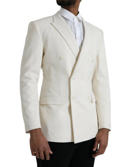 Dolce & Gabbana White Wool MARTINI Double Breasted Blazer - IT50 | L - Sport Jackets