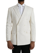 Dolce & Gabbana White Wool MARTINI Double Breasted Blazer - IT50 | L - Sport Jackets