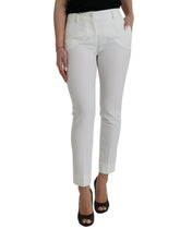 Dolce & Gabbana White Wool Mid Waist Tapered Pants - IT38 | XS - Trousers