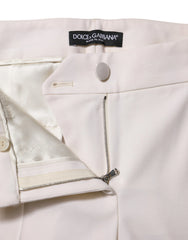 Dolce & Gabbana White Wool Mid Waist Tapered Trouser Pants - IT38 | XS - Trousers