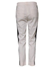 Dolce & Gabbana White Wool Mid Waist Tapered Trouser Pants - IT38 | XS - Trousers