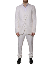 Dolce & Gabbana White Wool Silk 3 Piece SlimFit Formal Suit - IT52 | XL - Pant Suits