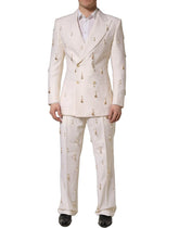 Dolce & Gabbana White Wool Slim Fit Formal 2 Piece Men Suit - IT48 | M