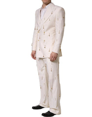 Dolce & Gabbana White Wool Slim Fit Formal 2 Piece Men Suit - IT48 | M