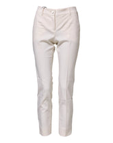 Dolce & Gabbana White Wool Tapered High Waist Pants - IT36|XXS - Trousers