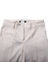 Dolce & Gabbana White Wool Tapered High Waist Pants - IT36|XXS - Trousers