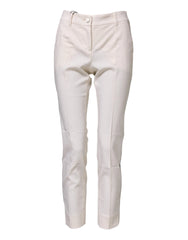 Dolce & Gabbana White Wool Tapered High Waist Pants - IT36|XXS - Trousers