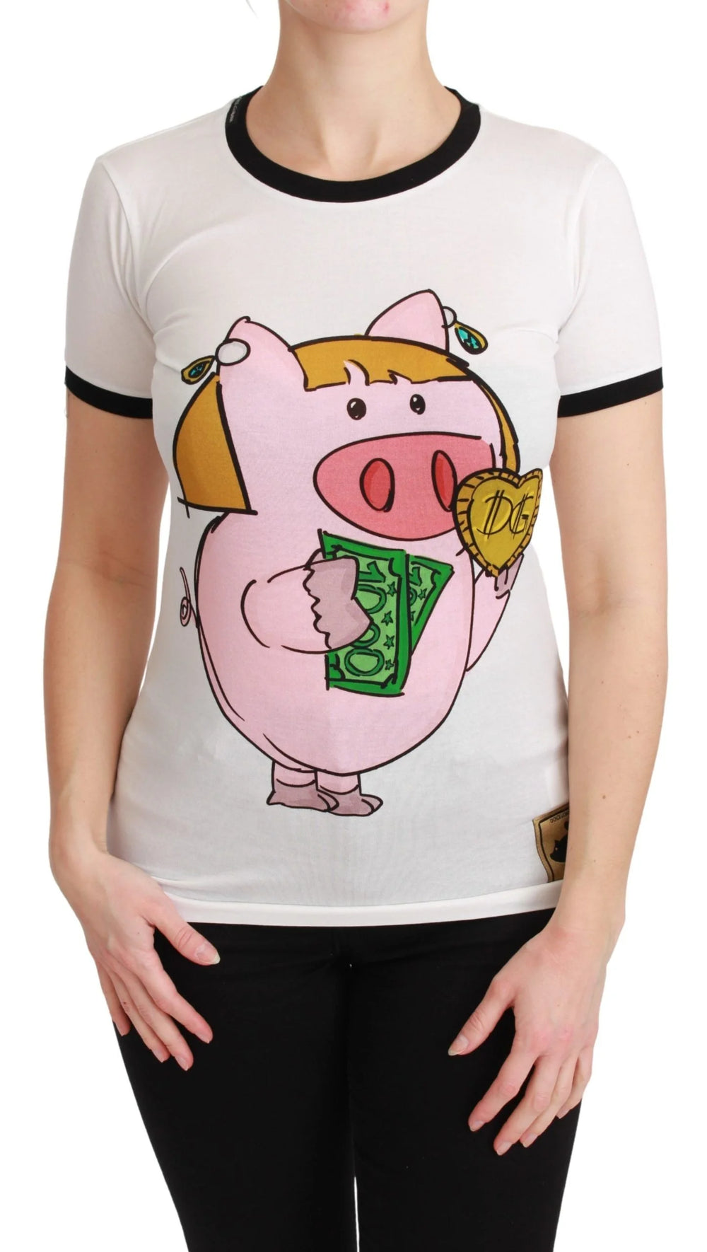 Dolce & Gabbana White YEAR OF THE PIG Top Cotton T-shirt - T-Shirts