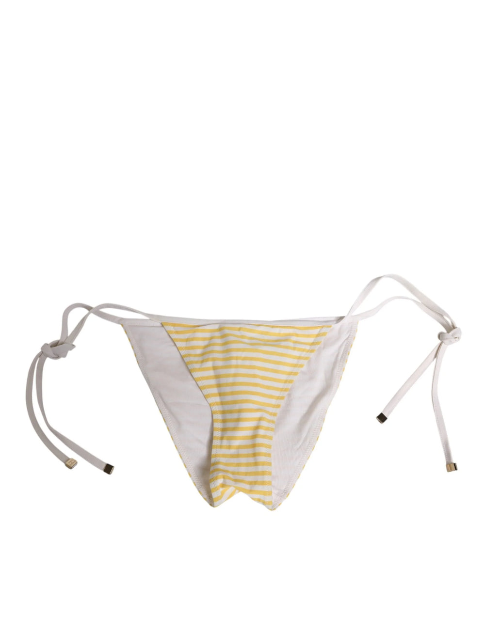 Dolce & Gabbana White Yellow Stripe Tie Side Logo Underwear - IT2 | S - Classic Bikinis