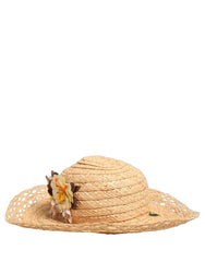 Klobouk Dolce & Gabbana s květinovým vzorem béžové barvy pro ženy, široký okraj, Capello Hat - 56 cm|XS