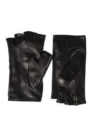 Back view of the Dolce & Gabbana leather mittens showing the smooth, premium lambskin finish and refined stitching.