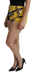 Dolce & Gabbana Yellow Black Cotton Jewelled Hot Pants Shorts - Short Trousers