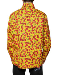 Dolce & Gabbana Yellow Cherry Button Down Men Casual Shirt - IT54 | XL - Shirts