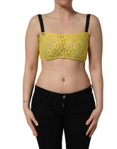 Dolce & Gabbana Yellow Cotton Crepe Chiffon Crop Bralette Top - IT40|S