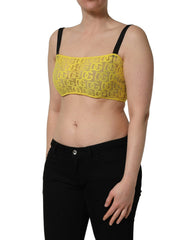 Dolce & Gabbana Yellow Cotton Crepe Chiffon Crop Bralette Top - IT40|S