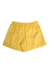 Dolce & Gabbana Yellow Cotton Elastic Waistband Short Swimwear - IT4 | S - Swim Boxers