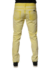 Dolce & Gabbana Yellow Cotton Stretch Skinny Men Denim Jeans - IT48 | M - Jeans