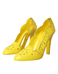 Dolce & Gabbana Yellow Crystal CINDERELLA Heels Pumps Shoes - EU40/US9.5 - Heels