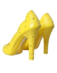 Dolce & Gabbana Yellow Crystal CINDERELLA Heels Pumps Shoes - EU40/US9.5 - Heels