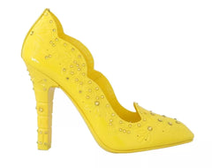 Dolce & Gabbana Yellow Crystal Heels CINDERELLA Shoes - EU37.5/US7 - Heels