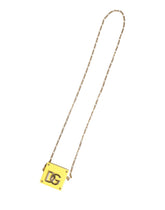 Dolce & Gabbana Yellow DG Logo Plaque Cover Gold Chain Airpods Case - Earbud & In-Ear Headphone Carrying Cases