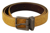 Dolce & Gabbana Yellow Exotic Skin Leather Grey Buckle Belt - Belts