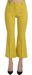 Dolce & Gabbana Yellow Flared Bootcut Capri Cotton Pants - IT36 | XS - Trousers