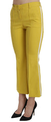 Dolce & Gabbana Yellow Flared Bootcut Capri Cotton Pants - IT36 | XS - Trousers