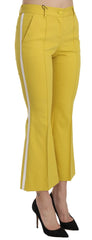 Dolce & Gabbana Yellow Flared Bootcut Capri Cotton Pants - IT36 | XS - Trousers