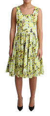Dolce & Gabbana Yellow Floral Cotton Stretch Gown Dress - IT38|XS - Dresses