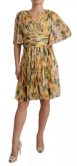 Dolce & Gabbana Yellow Floral Print Pleated Maxi Dress - IT38 | XS - Dresses