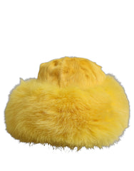 Dolce & Gabbana Yellow Fox Fur Womens Bucket Capello Hat - 56 cm|XS