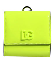 Dolce & Gabbana Yellow Green Bifold DG Logo Neck Strap Cardholder Wallet - Card Cases