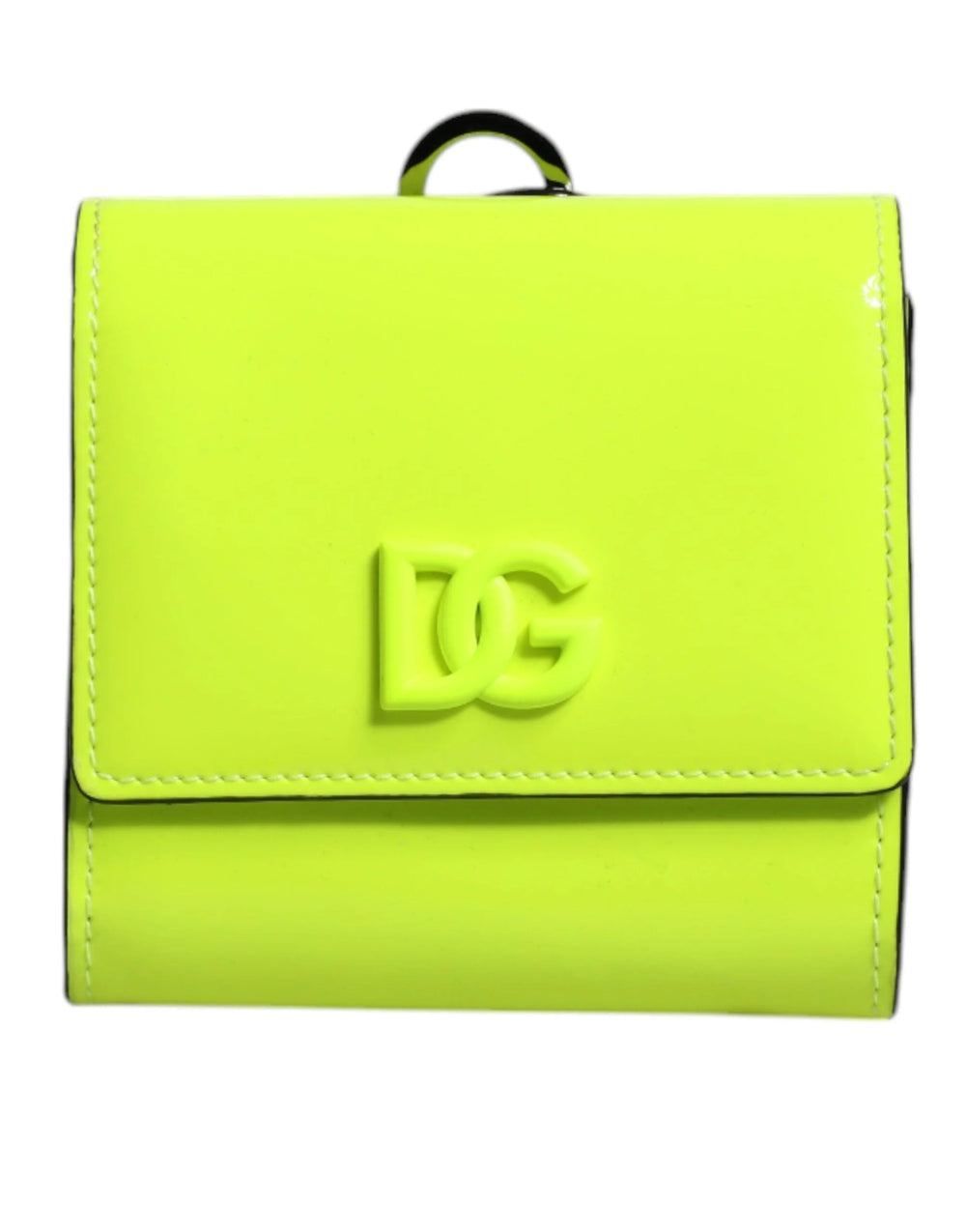 Dolce & Gabbana Yellow Green Bifold DG Logo Neck Strap Cardholder Wallet - Card Cases